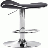 Décoshop26 - Tabouret de bar x1 assise ergonomique en PVC noir pied en trompette en métal aspect chromé 10_0005376 - noir métal 3000252611044