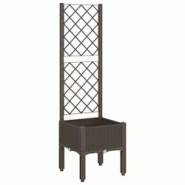 Helloshop26 - Jardinière bac lit surélevé plantes fleurs terrasse jardin avec treillis 40 x 40 x 142 cm PP marron 02_0038292 - 3000214190389 Helloshop26 - Jardinière bac lit surélevé plantes fleurs terrasse jardin avec treillis 40 x 40 x 142 cm PP marron 02_0038292 - 3000214190389