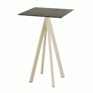 Infinity mange-debout avec piètement sable + plateau HPL Midnight Marble 70x70 cm