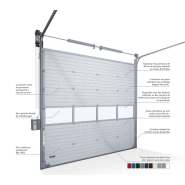 Porte sectionnelle industrielle étanche Novodoor Thermo / repliable plafond / semi-vitré / en panneau sandwich / 8000 x 6000 mm / isolation thermique / isolation phonique