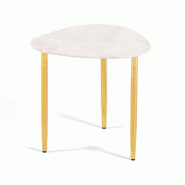 RATTATAN Table basse moderne, plateau en verre effet marbre, pieds en métal, design élégant et compact pour salon, chambre ou coin lecture – KAIR
