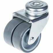 Roulette double 50mm 2" caoutchouc gris pivotante capacité 70kg Roulette double 50mm 2" caoutchouc gris pivotante capacité 70kg