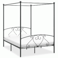 VidaXL Cadre de lit à baldaquin sans matelas gris métal 160x200 cm Modèle Xermoniax - 284444