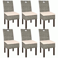 VidaXL Chaises à manger lot de 6 rotin Kubu bois de manguier Modèle Héritage Plus - 274363xl