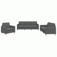 VidaXL Ensemble de canapés 3 pcs avec coussins Gris foncé Tissu Modèle Orion Loft - 3202055