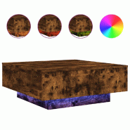 VidaXL Table basse avec lumières LED chêne fumé 80x80x31 cm Modèle Nova Industriel - 836592