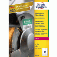 AVERY 960 étiquettes ultra-résistantes Laser blanches, format 63,5 x 33,9 mm (40 feuilles / cdt) - 4004182049990