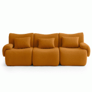 Canapé droit modulaire MILYSOFA SOFATIME 3 places Tissu fine bouclette Brun cannelle - MS-TIME-3-CB