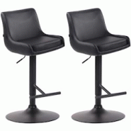 CLP Lot de 2 tabourets de Bar Club en Similicuir Noir - noir 318882 CLP Lot de 2 tabourets de Bar Club en Similicuir Noir - noir 318882