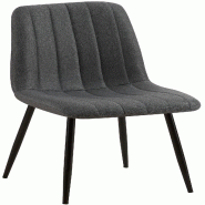 Décoshop26 - Chaise de salle à manger x1 coutures décoratives verticales assise en tissu gris foncé pieds en métal noir 10_0002207 - gris métal