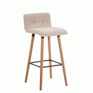 Décoshop26 - Tabouret de bar en tissu crème coutures décoratives pieds en bois avec repose-pieds 10_0000046 - 3000885169608 Décoshop26 - Tabouret de bar en tissu crème coutures décoratives pieds en bois avec repose-pieds 10_0000046 - 3000885169608