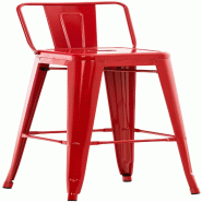 Décoshop26 - Tabouret de bar x1 design industriel avec dossier et repose-pieds en métal rouge 10_0000778 - rouge métal 3000738069604