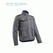 Veste de travail grise en Ripstop coton et polyester - 7 poches - ESCALA COVERGUARD avec renforts en Oxford_0