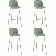Helloshop26 - Lot de 4 tabourets de bar hauts 48 x 46 x 103 cm confort rembourré dossier incurvé design moderne en similicuir vert 20_0020599 - 3000