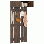 Helloshop26 - Porte-manteau mural avec armoire et 5 crochets dimensions 90 x 33 x 210 cm design élégant gain de place en panneau de 20_0018580 - mé