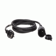 HQ Power HQ-Power Rallonge, avec gaine rétractile, H05RR-F 3G2.5, 3 m, 16 A/230 V, 3680 W, type E/F, IP44, caoutchouc, noir - EC03R25STBHQ