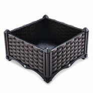 IvoQ Bac potager modulaire 40 × 40 × 22 cm – Jardinière carrée avec réserve d'eau et drainage – Noir – Pour balcon, terrasse et jardin - no