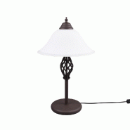 Lampe de table rétro Métal rouille & Verre blanc - Trio - Rustica - 4017807504729