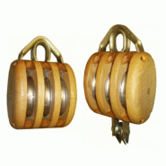 Poulie vieux gréement - Poulie bois à anse 3 réas - Vente et négoce de chaînes, câbles, cordages et accessoires de levage