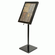 Présentoir éclairé LED noir avec poteau et pied - 650 x 100 x 1200 mm - SECURIT - 0615402165556