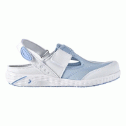 Safety Jogger - Sandales médicales végan avec assise plantaire amovible ALIZA blanc et bleu clair OB Blanc / Bleu clair Taille 42 - 42 matière synt