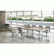 Table de réunion rectangulaire modèle X5 - Officity - 240, Blanc, Orme