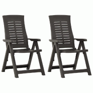 VidaXL Chaises Inclinables De Jardin Lot De 2 Plastique Anthracite - gris 315831