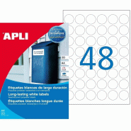 Apli 015092 Lot de 960 Etiquettes polyester laser/copieur 30 mm Blanc - 8410782150923