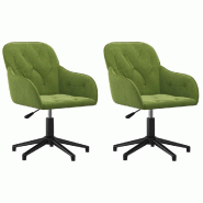 Chaises pivotantes à manger lot de 2 Vert clair Velours Modèle Signature Royale - 3103380