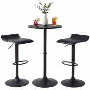 CLP Ensemble table de bar Lumo avec deux tabourets de bar Plastique HBT: 108x138x60 cm Noir - noir 328598