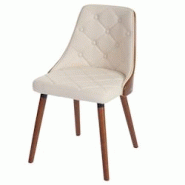 Décoshop26 - Chaise à manger visiteur bureau capitonné aspect noyer courbé en synthétique crème 04_0002199 - 3000257732690 Décoshop26 - Chaise à manger visiteur bureau capitonné aspect noyer courbé en synthétique crème 04_0002199 - 3000257732690
