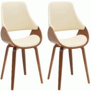 Décoshop26 - Chaises de salle à manger x2 design scandinave en bois courbé couleur noyer et PVC crème 10_0007600 - beige Bois massif 3000266201415