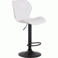 Décoshop26 - Tabouret de bar x1 avec coutures décoratives en forme de losanges en PVC blanc et métal noir 10_0004649 - blanc 3000252213729 Décoshop26 - Tabouret de bar x1 avec coutures décoratives en forme de losanges en PVC blanc et métal noir 10_0004649 - blanc 3000252213729