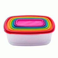 FIVE Set de 6 couvercles rectangulaires empilables avec couvercles multicolores - multicolore plastique polypropylène JJ1336 FIVE Set de 6 couvercles rectangulaires empilables avec couvercles multicolores - multicolore plastique polypropylène JJ1336