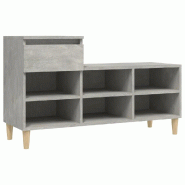 Helloshop26 - Armoire à chaussures avec tiroir et 6 compartiments rangement pratique 102 x 36 x 60 cm en bois gris béton 02_0048446 - gris Bois mass