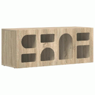 Helloshop26 - Meuble TV rectangulaire moderne pratique avec rangement 100 x 35 x 40 cm en bois d'ingénierie chêne sonoma 02_0054757 - Bois massif 30