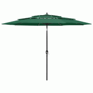 Helloshop26 - Parasol mobilier de jardin à 3 niveaux avec mât en aluminium 3 m vert 02_0008782 - 3000470482723
