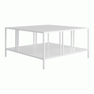 Helloshop26 - Table basse console d'appoint métal 40 x 80 x 80 cm blanc 03_0010814 - 3000225422875