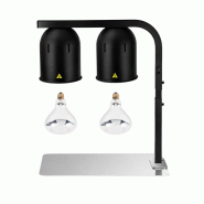 Lampe chauffante infrarouge de buffet sur pied réglable en hauteur (2 ampoules blanches) Noire PREMIUM - GOLDINOX - noir aluminium 3701770845460