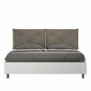 Lit double avec rangement, double ascenseur, 160 x 200 cm, bois blanc, coussins en cuir assorti, Egos Appia cappuccino - marron VE162GAPPICNT-24-TR