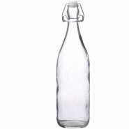 Lot de 6 bouteilles en verre à bouchon basculant - 1 litre par bouteille - Bouteille avec bouchon basculant - Transparent - transparent verre FN29371