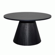 Oviala Business Table basse ronde 80 cm moderne effet bois noir - noir Bois massif 112340