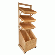 Présentoir bois osier Boulpat sur roulettes -