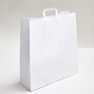 Sac kraft poignées plates blanc 45x15X49cm - très grand format - par 50