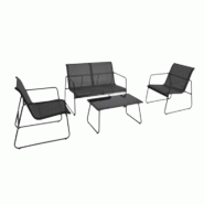 Salon de jardin bas riviera noir 4 pièces – MTF – acier / textilène – 3exn0054