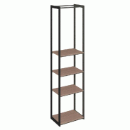 Structure Cage noir 60x40x240cm 4 tablettes noyer