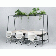 Table de travail Orbe moderne - 240/280 x 140 cm - avec jardinière, support écran, tableau blanc et porte-accessoires Table de travail Orbe moderne - 240/280 x 140 cm - avec jardinière, support écran, tableau blanc et porte-accessoires