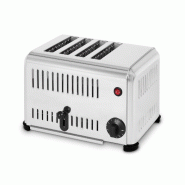 VERTES Grille Pain Toaster Professionnel pour 4 Tranches (Acier Inoxydable, 2300W, 230V, Minuterie jusqu'à 5 Minutes, Tiroir à Miettes) - argenté i