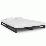 VidaXL Cadre de lit de palette sans matelas gris 140x200cm bois massif Modèle Kervelor - Bois massif 285251