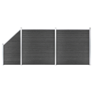 Vidaxl ensemble de panneau de clôture wpc 446x(105-186) cm noir 3070438